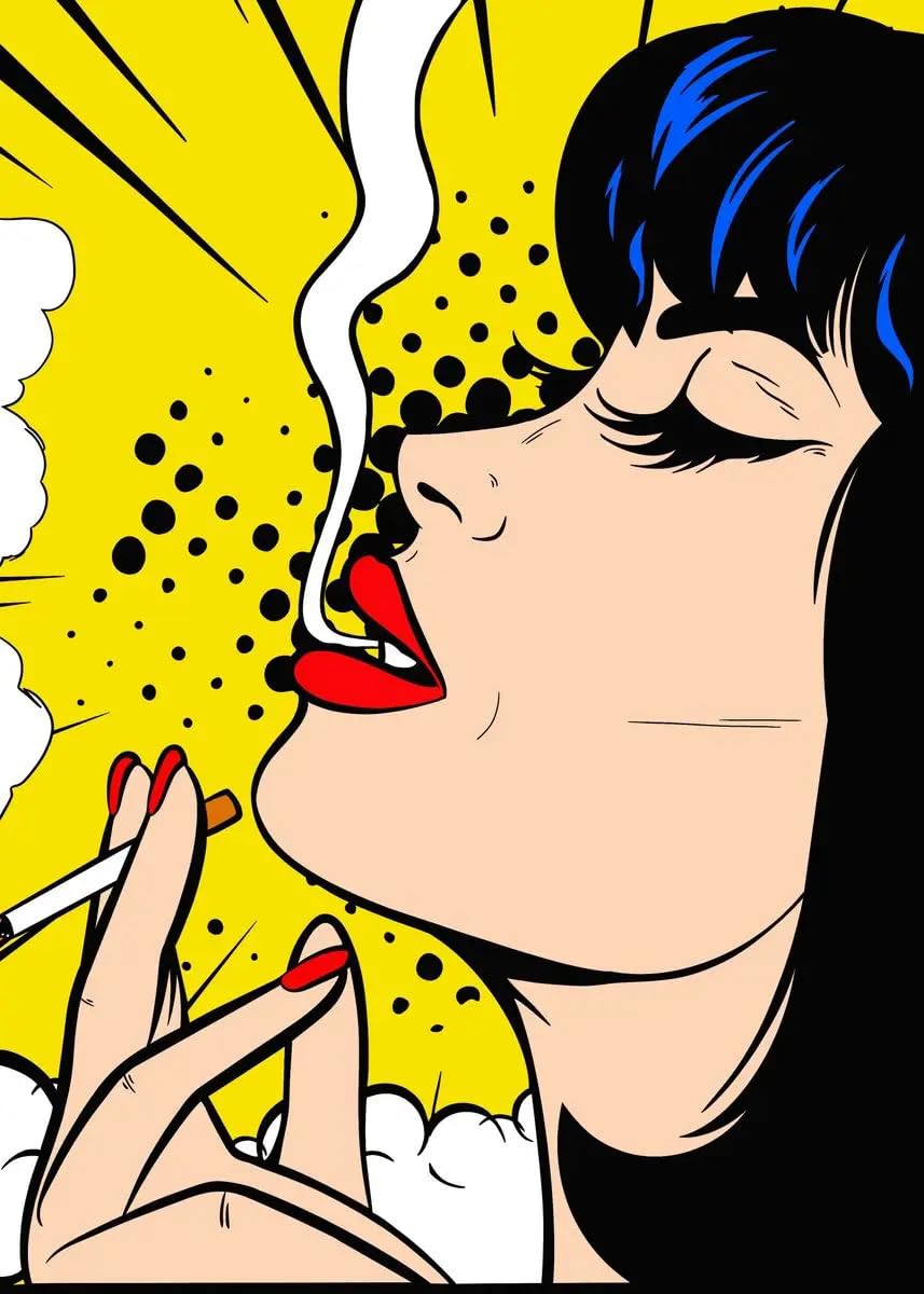 QSDTGHUIKP Roy Lichtenstein Prints《Smoke》Canvas Painting Roy Lichtenstein Poster Pop Fashion Wall Art Modern Picture for Home Pop Decor 16x24in Frameless