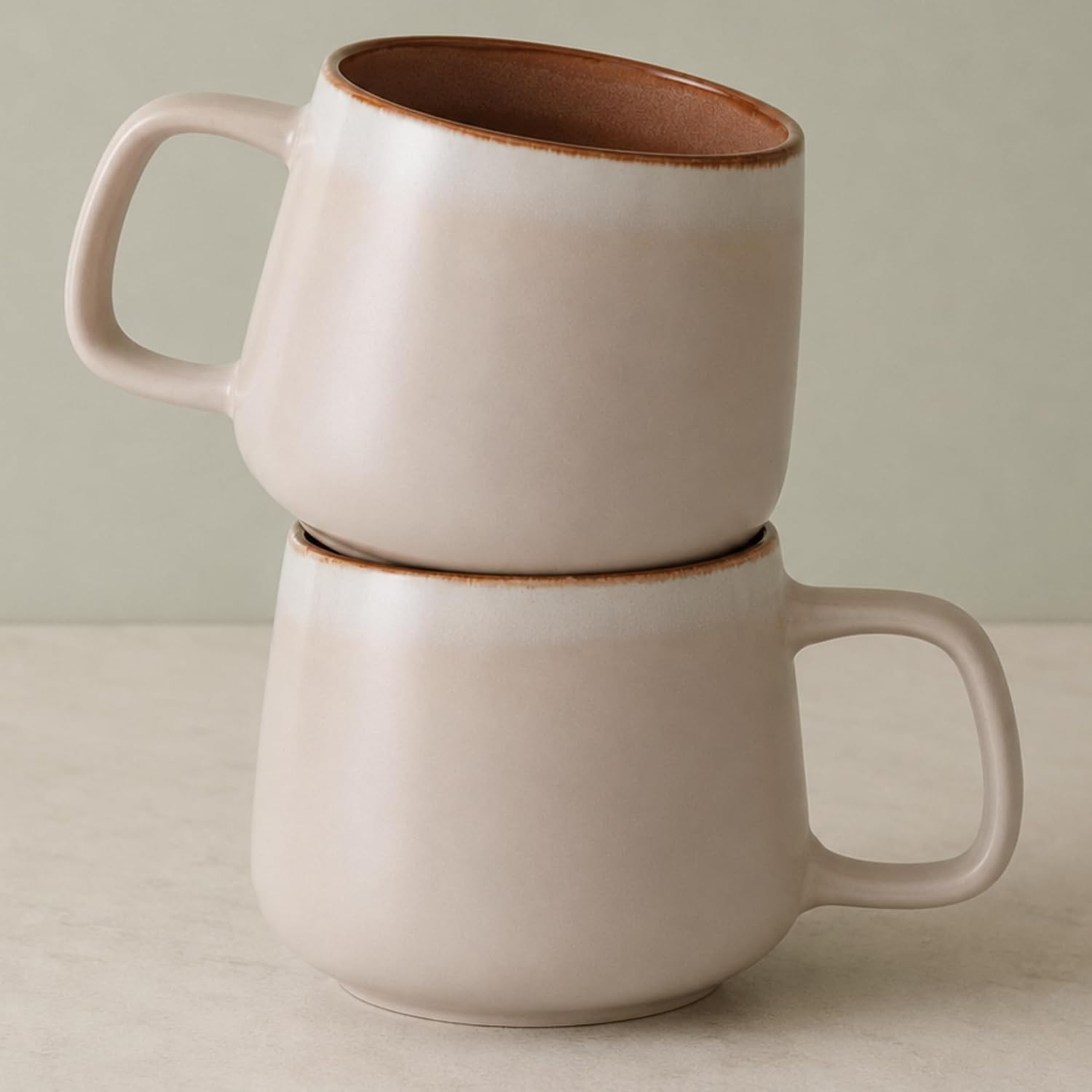 Ava Nord Large Stoneware Ceramic Coffee Mugs Set of 2 | 600ml | Rose Sand