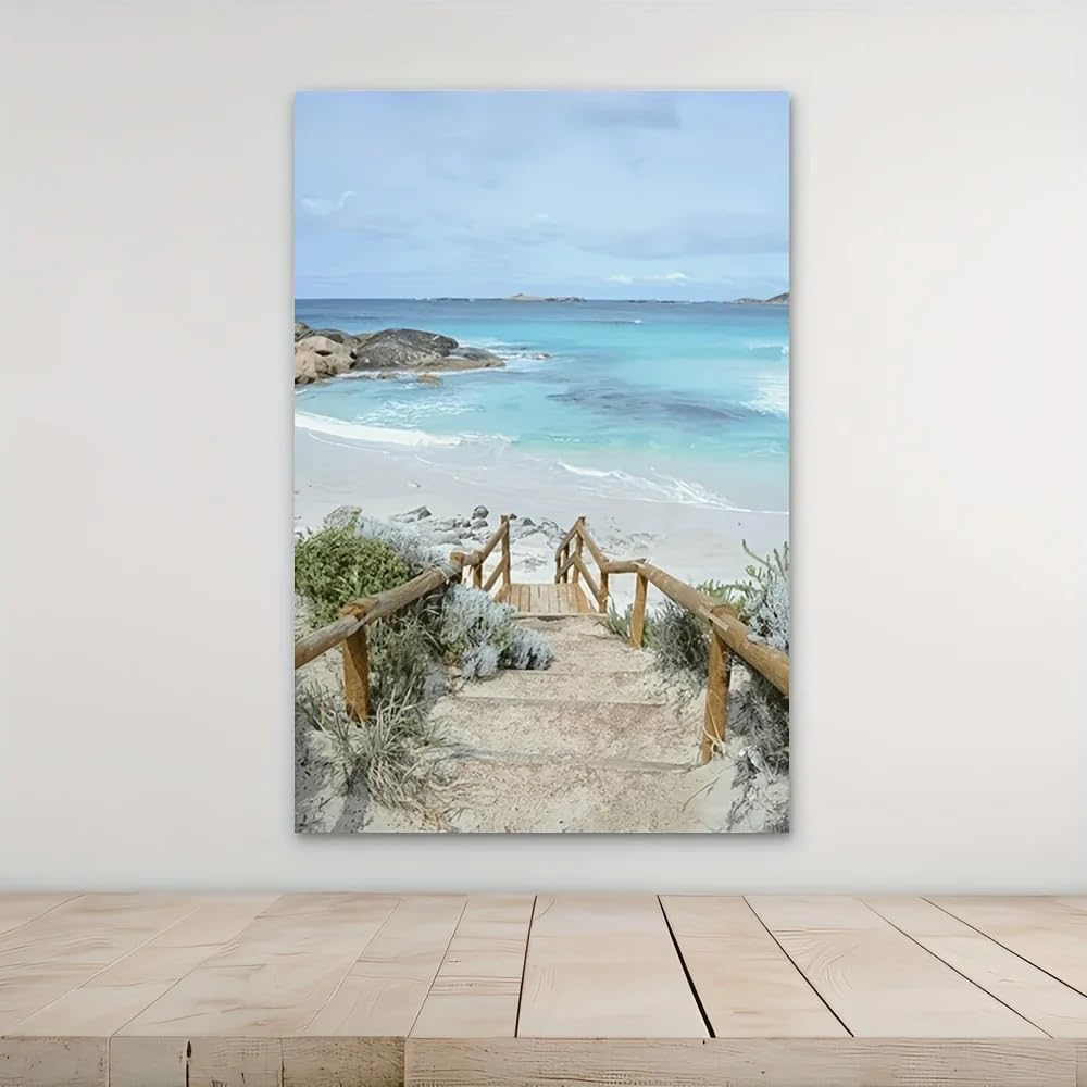 LTjiajuypd Canvas Prints Wall Art Beach Scene Coastal Painting Classic For Living Room Office Cafe Decor(70x110cm/Frameless)