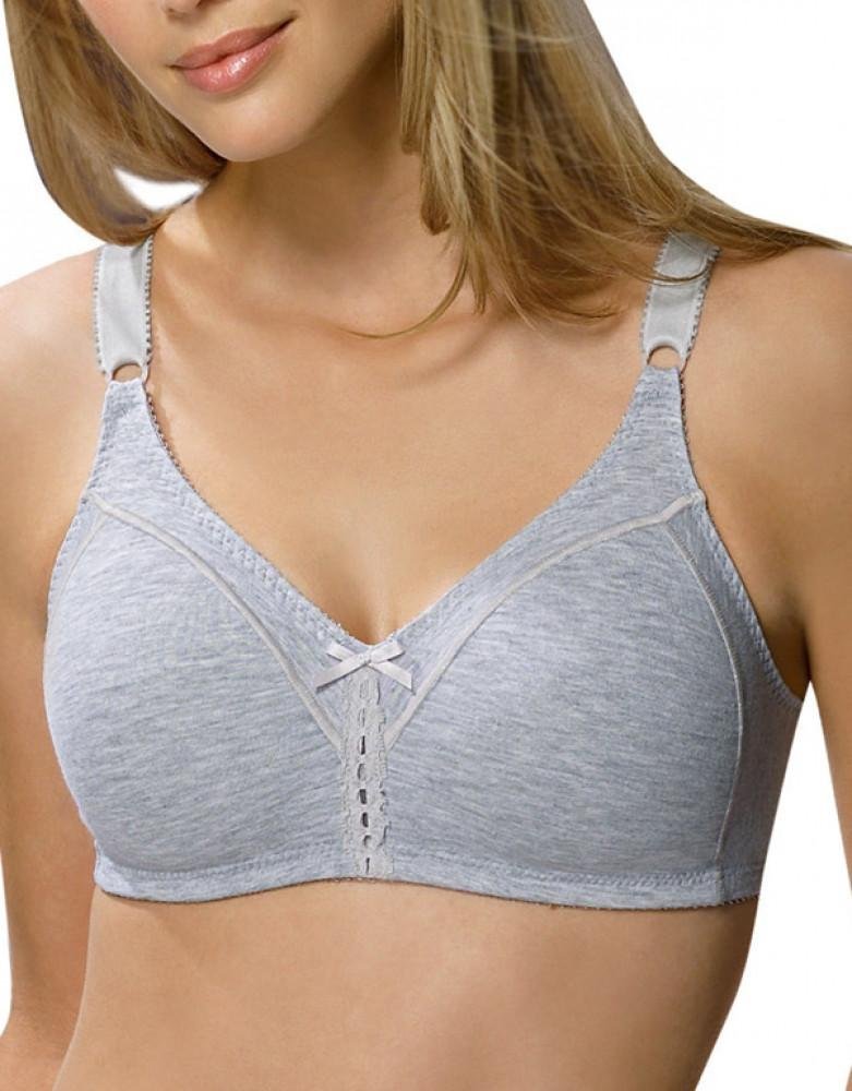 BaliWomen's Double Support Cotton Stretch Wire-Free Bra, Heather Grey, 36B