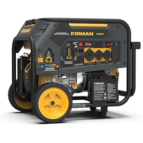 FIRMAN H08051 Dual Fuel Portable Generator, 8000W Running 10000W Starting Power, Electric Start Generator, Gasoline Propane Powered, 120V 240V Output, Home Backup Power, RV, Jobsite, Emergency Use