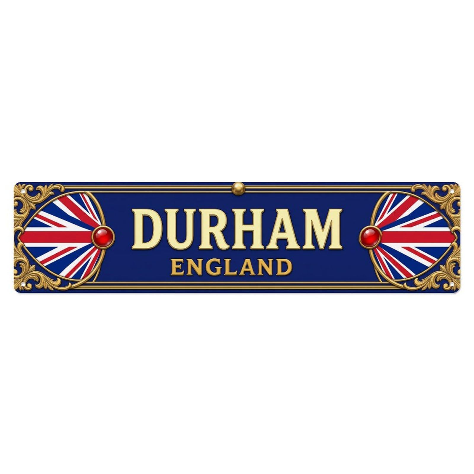 Durham England Vintage Metal Tin Sign