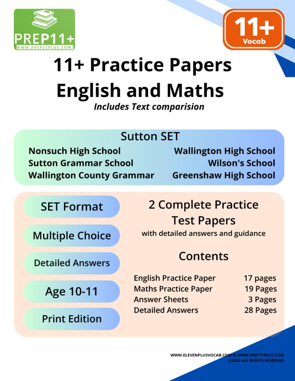 11+ GL Practice Papers - Maths and English - Sutton SET (11+ GL Practice Papers series)