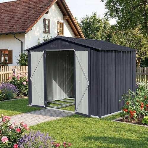 Albatros Gerätehaus XL | Anthrazit RAL 7016 | 165x86x174cm (8,5 m³) | abschließbar inkl. Schloss & Werkzeughaken | Gartenhaus aus verzinktem...