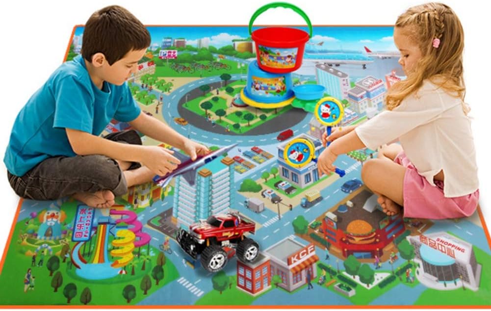 Forart Kids Carpet Play Mat Rug Kids Playmat Car Rug City Map Carpet for Toy Cars and Trucks Crawling Game Mat Pad 47x35 Inch