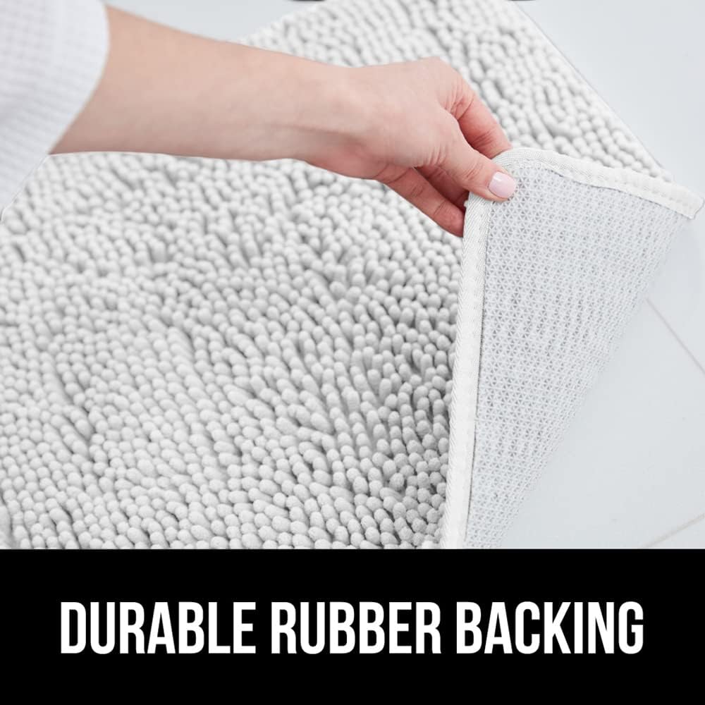 GORILLA GRIP Bath Rug and Area Rug Set, Bath Rug Size 30 x 20 in, Shaggy Machine Washable Mats, Area Rug Set Size 22 x 19 x 15 in and 30x20, Absorbent Washable Mats, Both in White, 2 Item Bundle
