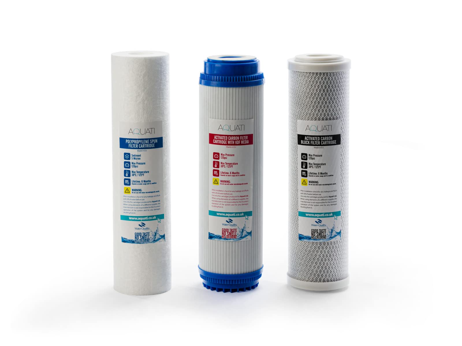 AQUATI 3 Stage HMA Under-Sink Drinking Water Filter Replacement Set 10"