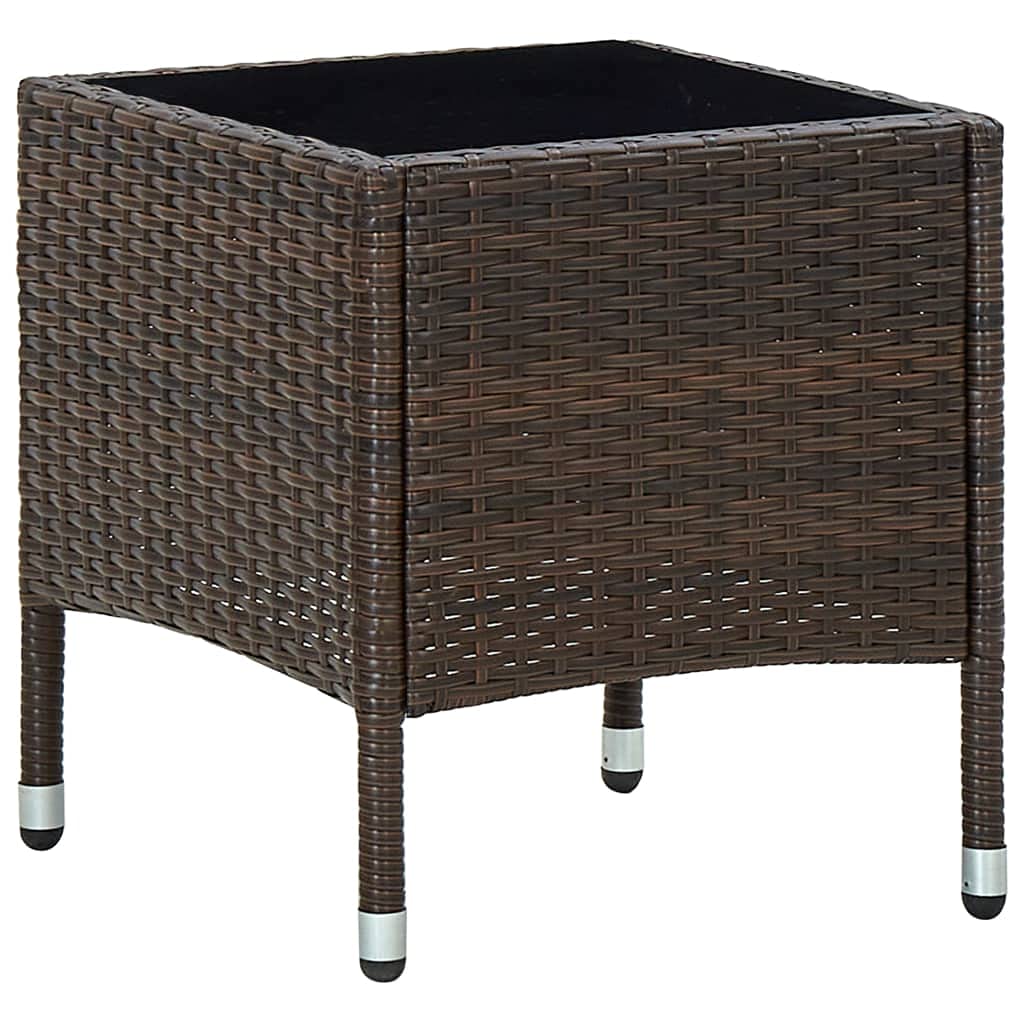 vidaXL Garden Table Outdoor Furniture Backyard Patio Bistro Terrace Accent End Couch Coffee Side Tea Table Brown 40x40x45 cm Poly Rattan