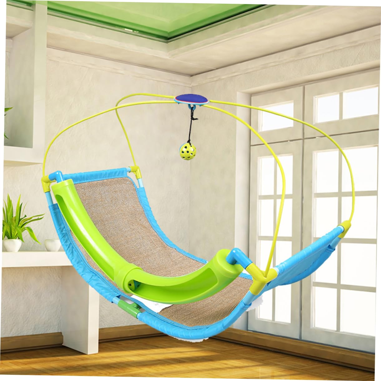 FRCOLOR Hamac pour Cage à Chat avec Boule à Grelot, Support Swing