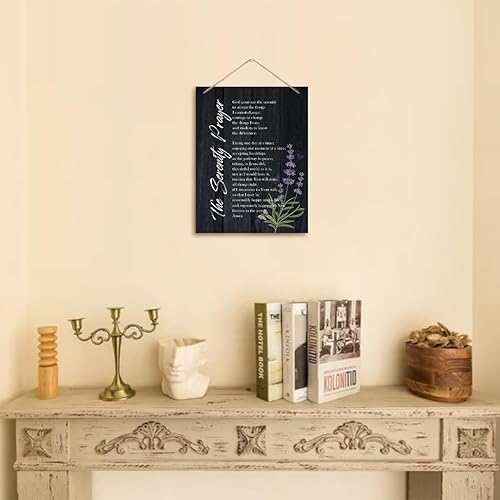 Miniatura 10 de Letrero de decoración de pared con texto en inglés "The Serenity Prayer", cita inspiradora de versículo de la Biblia, placa de pared impresa para