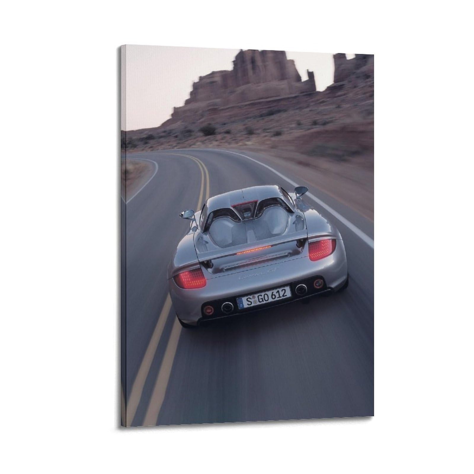 XKUGA Supercar Carrera GT Poster 980 V10 Desert Highway Roadster Modern Decorative Canvas Prints - Ideal Wall Art for Family, Man Cave, Game Room, Boys & Girls Bedroom 16x24inch(40x60cm)