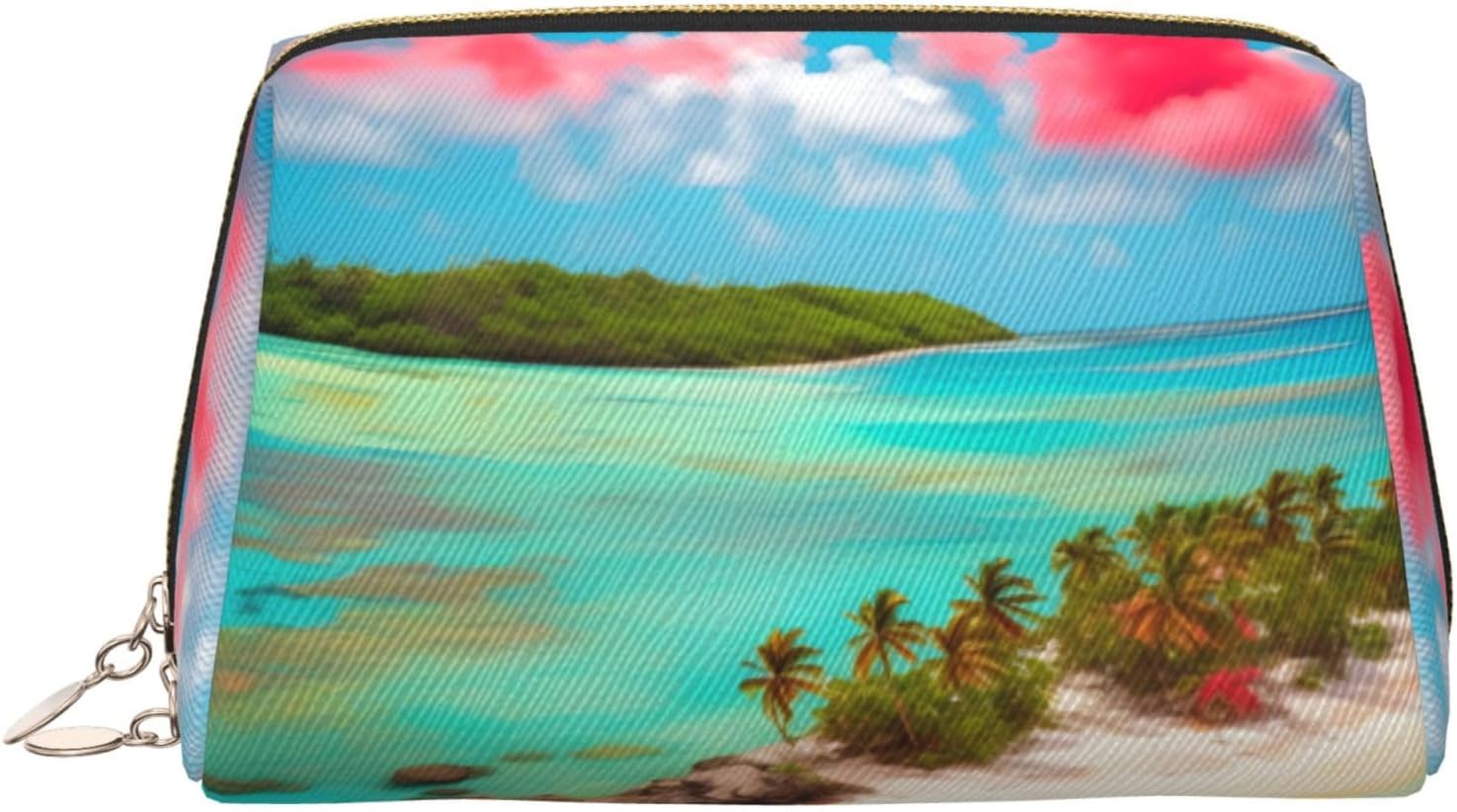 The Deep Ocean Patterned Leather Cosmetic Bag – Perfect for Carry-On or Home Organization, Caribbean Scenery, One Size The Deep Ocean Patterned Leather Cosmetic Bag – Perfect for Carry-On or Home Organization, Caribbean Scenery, One Size