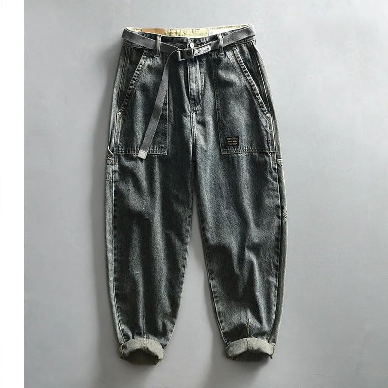 Spring Vintage Straight Jeans for Men Soft Cotton Casual Streetwear Men Cargo Pants2