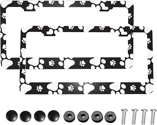 Miniatura 8 de Delerain Cherry - 2 marcos para matrícula, de metal de aluminio con tapas de rosca, 2 agujeros, para cubrir la etiqueta de automóvil o vehículos