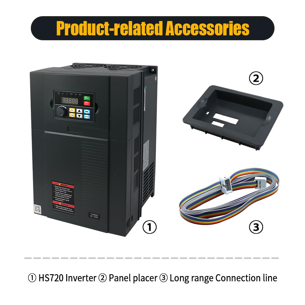 HS720 Inverter 380V Frequenzumrichter für Industrielle Motoren,VFD mit Remote Control,Leistungsstarker Antrieb für Pumpen,Ventilatoren und Förderbänder,Einfache Installation und Energieeffiz (15KW)
