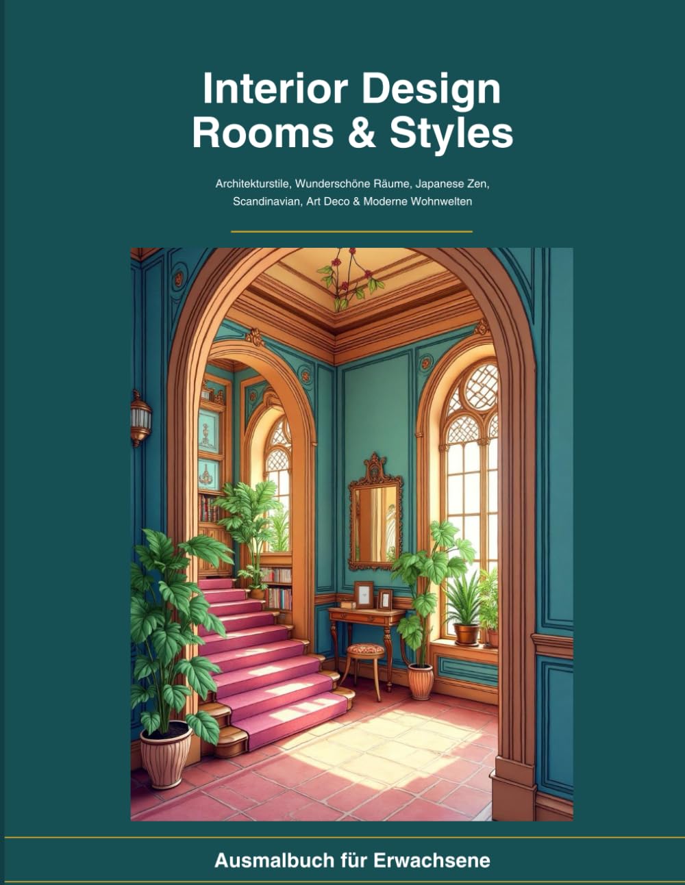 Interior Design – Rooms & Styles: Malbuch für Erwachsene mit Architekturstilen, wunderschönen Räumen, Japanese Zen, Scandinavian, Art Deco & modernen ... und stilvolle Wohnräume zum ausmalen