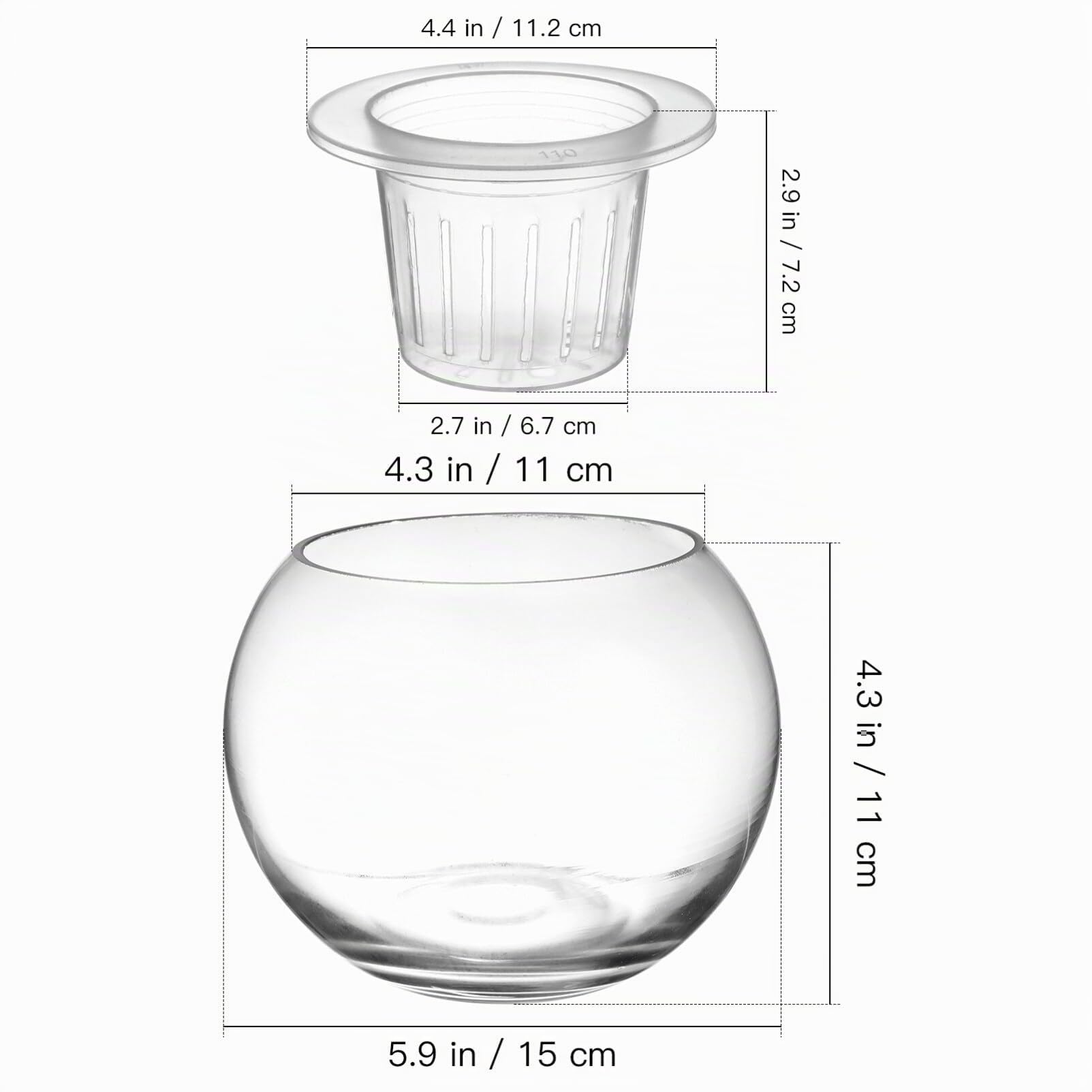 HEMOTON Hydrokultur Blumentopf Transparent Mit Abnehmbarem Pflanzkorb Selbstbewässernder Pflanzenkorb Mit Sichtbarem Wasserstand 5.91X5.91X4.33 Zoll Für Innen Und Außen Garten