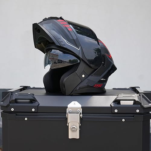 Miniatura 4 de Casco de motocicleta, casco modular de motocicleta con doble visera abatible JR-815, casco de motocicleta aprobado por DOT con 2 viseras para