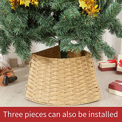 Christmas Tree Collar Wicker Ring Collar Stand Cover Base Decor Halloween Farmhouse Box Ornaments Valentine Woven Gold Holiday Plastic 25 Inch Home Decoration #TOP5