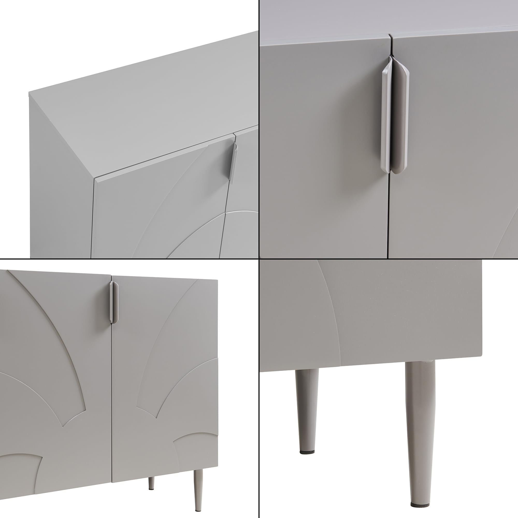 [en.casa] Credenza Bassa con 3 Ante Decorative Madia Moderna Mobile Contenitore per Cucina Soggiorno Sala Pranzo 75 x 115 x 38 cm Grigio