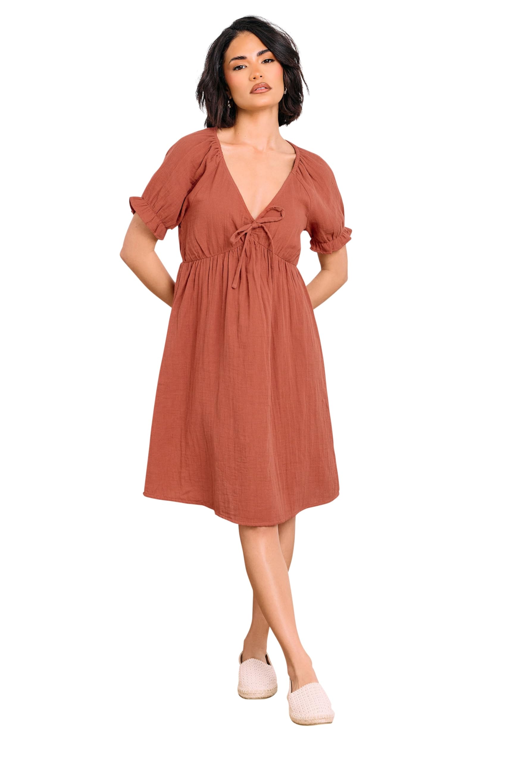 Pixiegirl Women's Orange Petite Tie Front Mini Dress In | Size: 12
