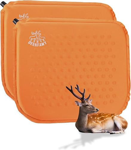 DEERFAMY Cojín inflable de espuma viscoelástica para asiento de silla grande con paquete, resistente al agua y a la humedad, naranja para silla de