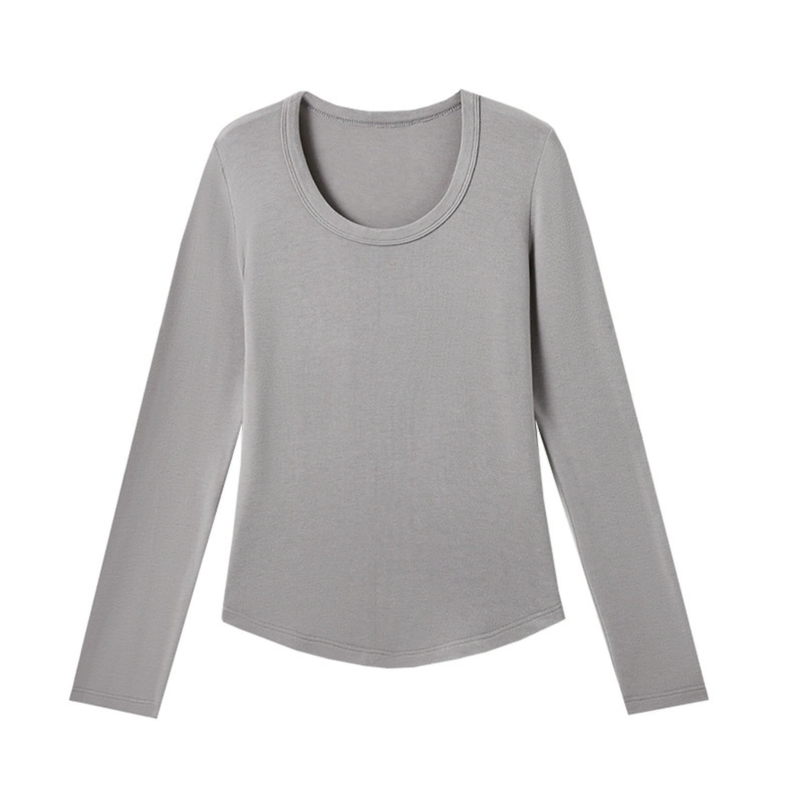 Maglia Termica Tops Autumn E Winter Silk Round Neck Color Solid Slim Fit per Le Donne-Bianco-l