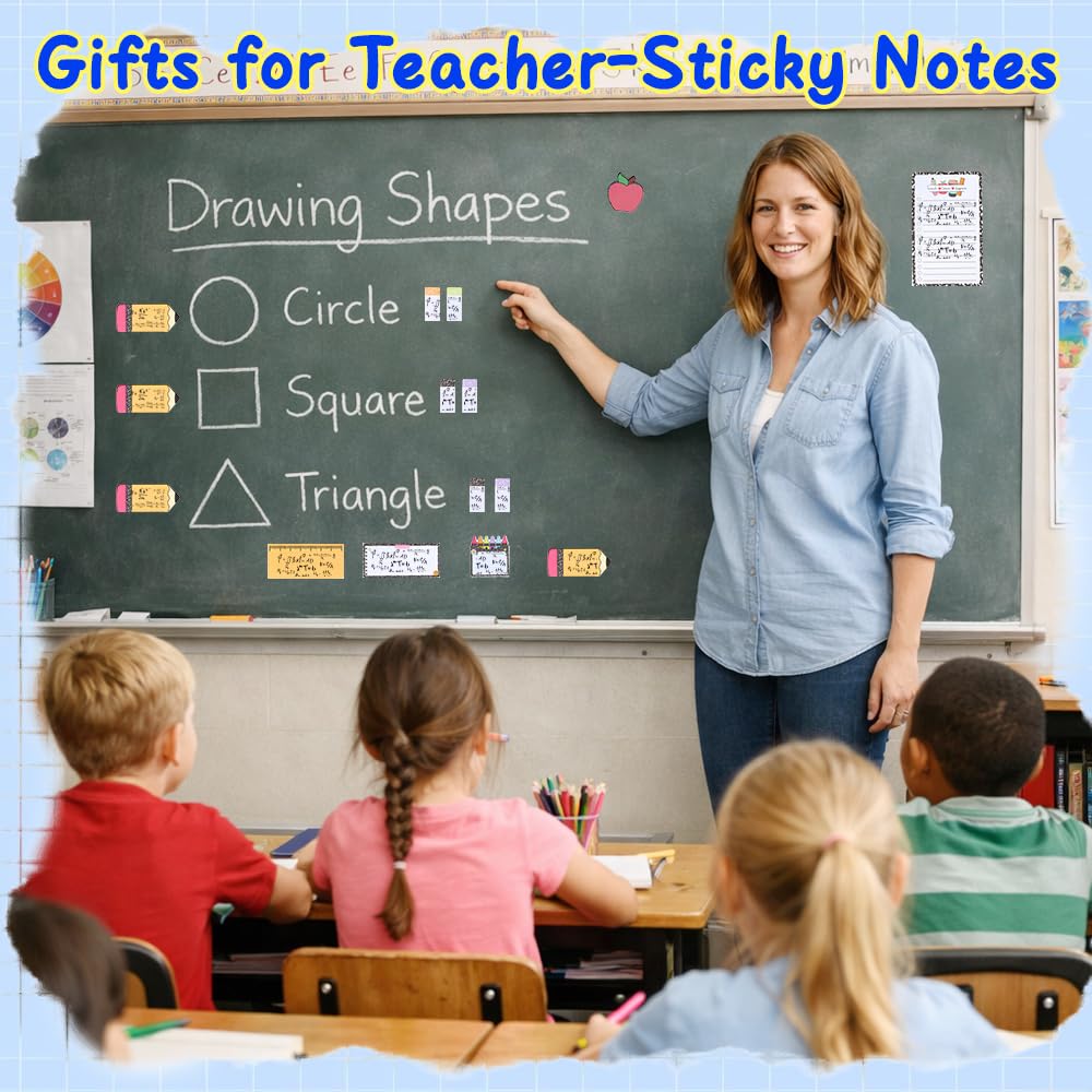 Haftnotizen für Lehrer, 2 Stück, selbstklebende Notizblöcke für Lehrer, niedliches Post-It-Notizen, Zubehör für Lehrer, Klassenzimmer, Muss für den Schulanfang, Geschenke für Lehrer