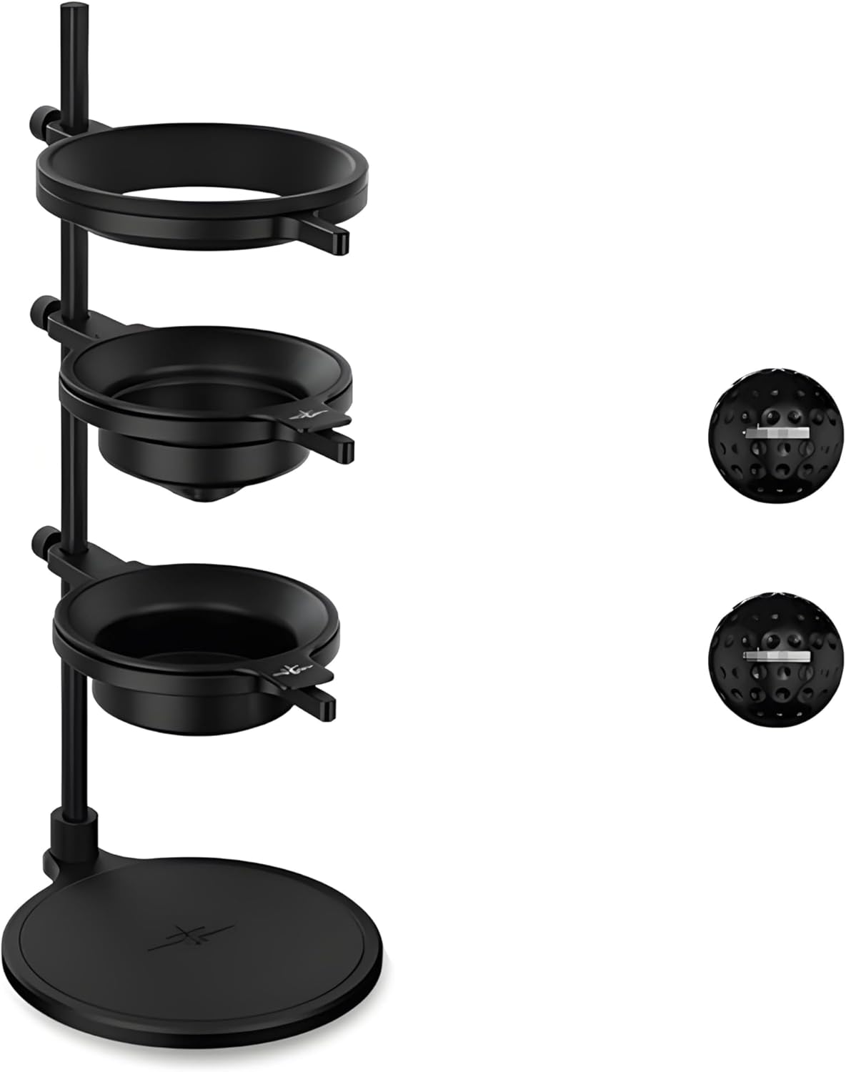 Pour Over Stand with 2 pcs Cooling Ball, Coffee Dripper Stand Adjustable for Coffee Connoisseurs Lovers for Best Coffee Experience (Black)