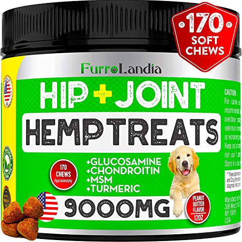 FurroLandia Hemp Hip & Joint Supplement for Dogs - 170 Soft Chews