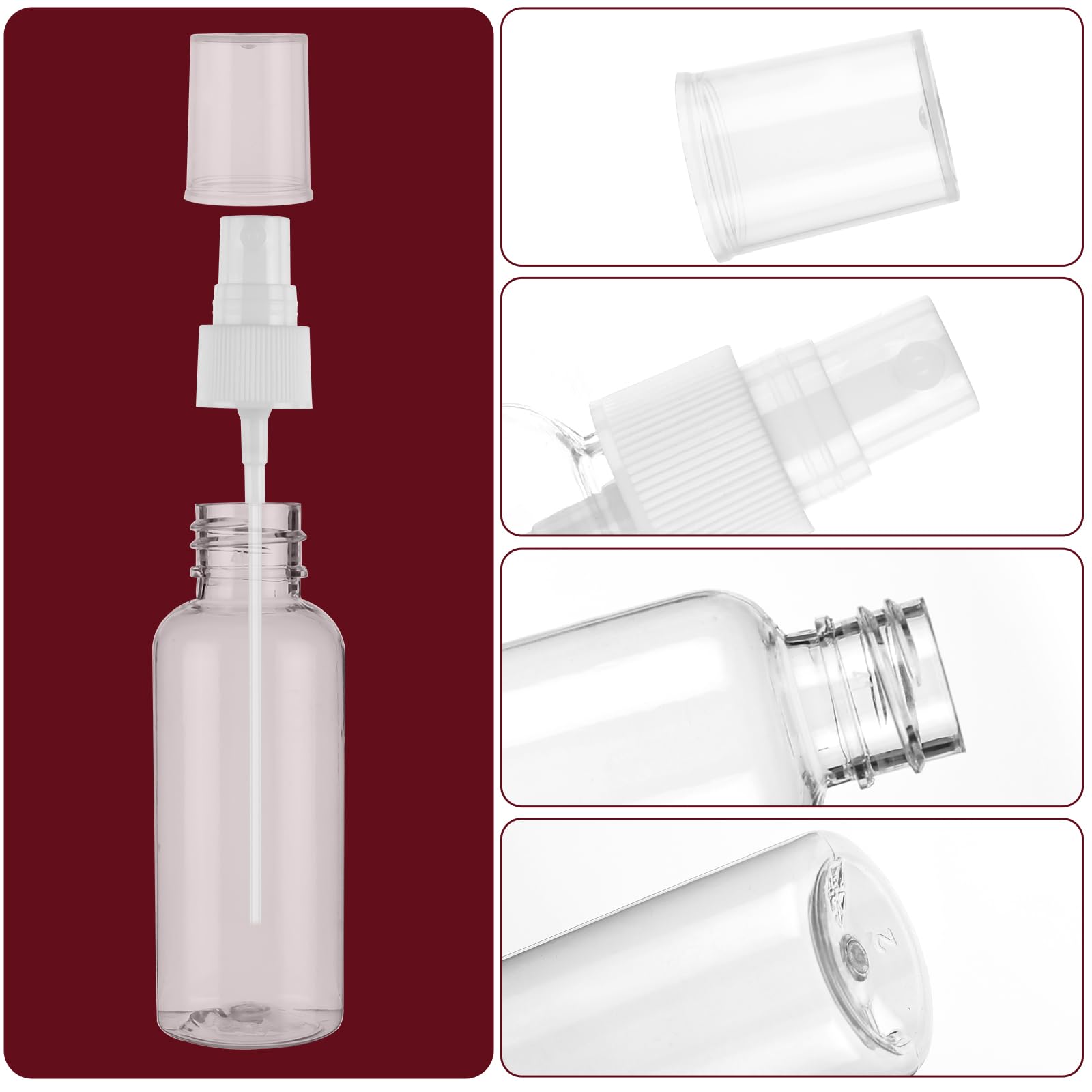 Mini-Sprühflaschen Set – 10 Stück, Je 50 Ml, Transparent, Mit Feinem Nebel, Nachfüllbar
