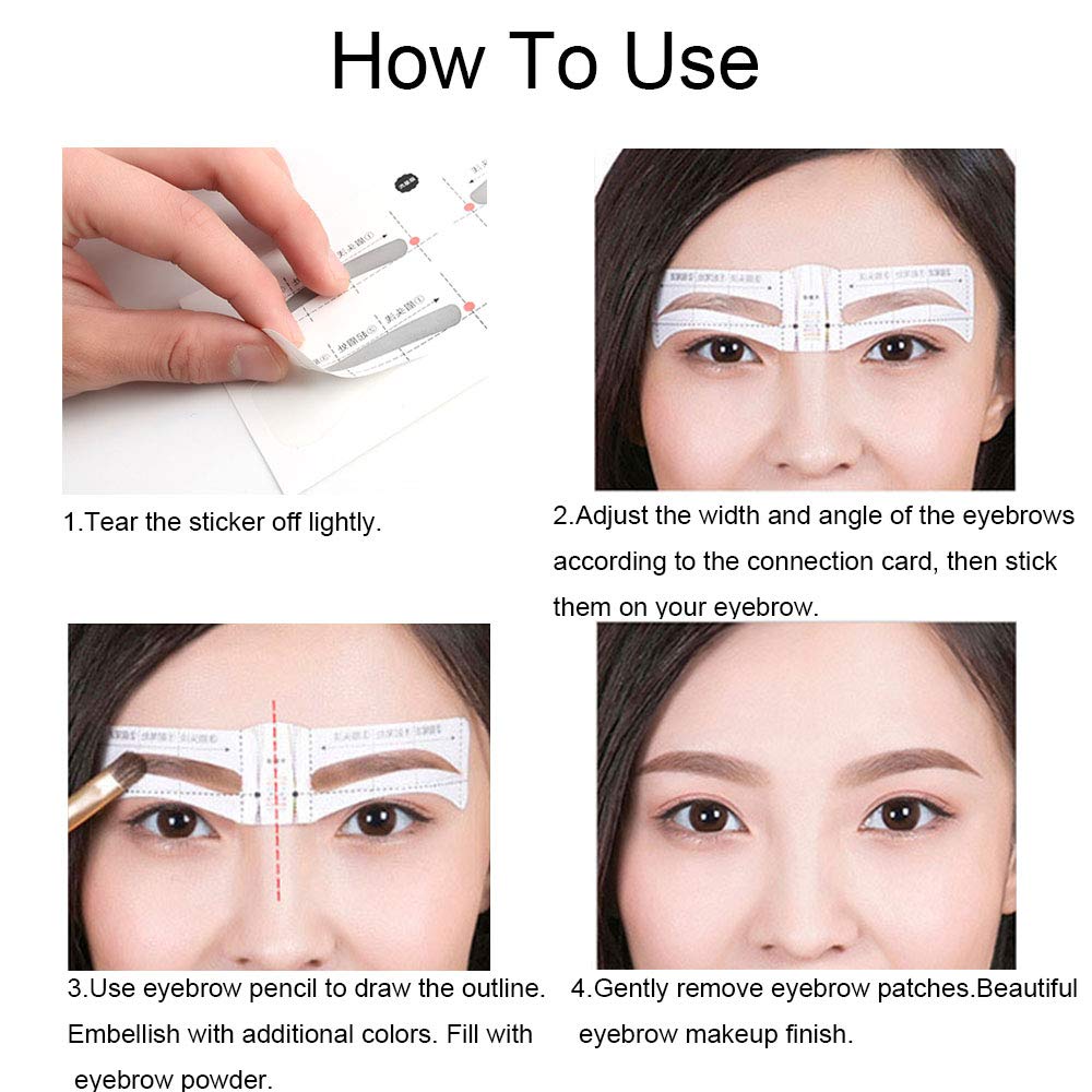 96Pcs Eyebrow Stencil Shaper, Kalolary 48 Pairs Eyebrows Shape Stickers