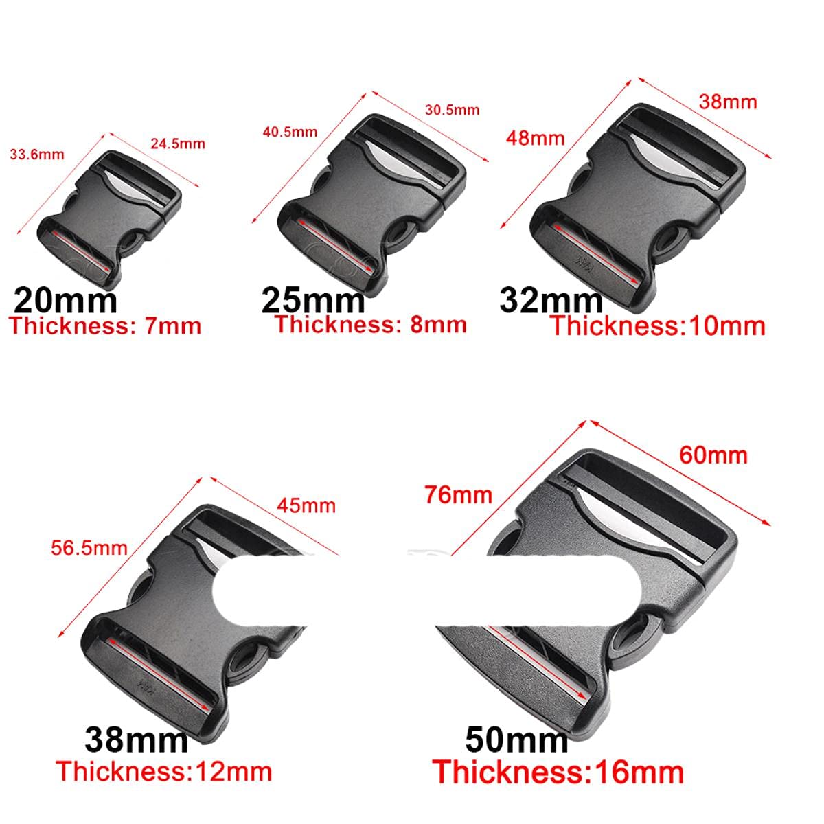 Zuzer Fibbie in Plastica, 30PCS 25mm Fibbie Rilascio Laterale Fibbia di (g8Z
