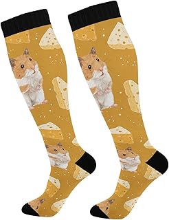 Compression Socks Hamster Cheese 1 Pairs for Men & Women Breathable Casual Thick Graduated Support Stocking Sport Long Sock for Nurses Pregnancy Travel Athletic Training