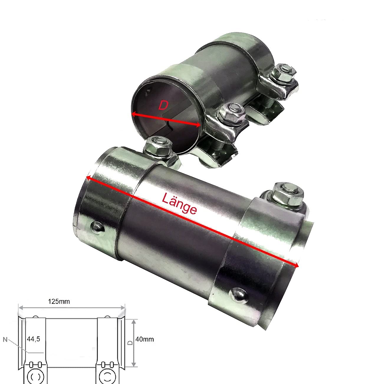 Tube Inox 50mm ATEC RACCORDEMENT DE TUBES RACCORDEMENT D'u00c9CHAPPEMENT 50 Mm + 2x Valve Echappement