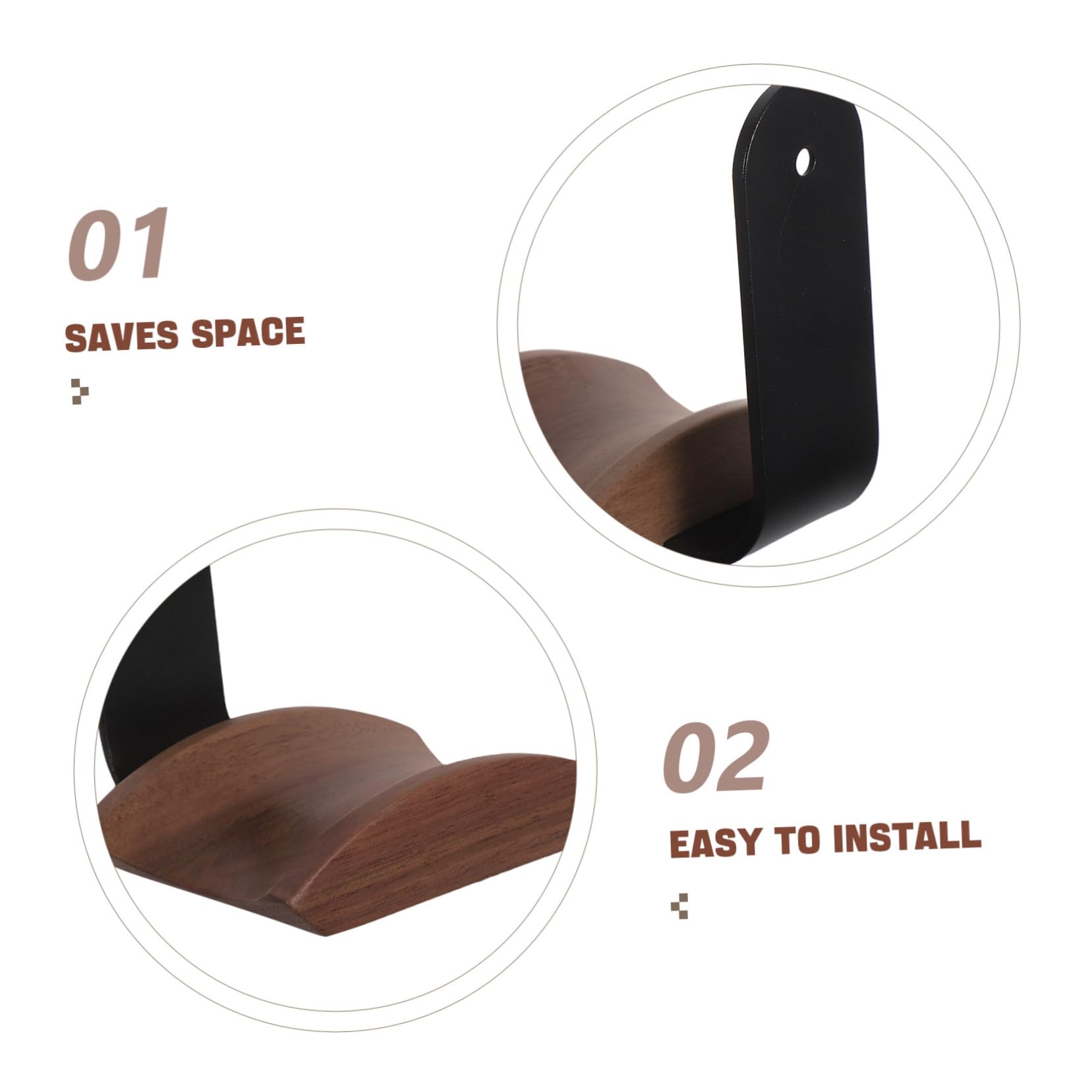 Mipcase Soporte de Pared para Auriculares de Gaming con Gancho de Madera de Nogal Montaje Fácil y Seguro para Oficina y Hogar Soporte Resistente y Ahorro de Espacio