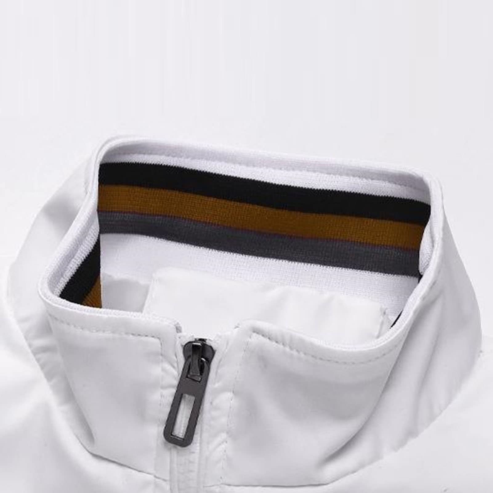 Maiyifu-GJ Men Lightweight Windproof Bomber Jacket Slim Casual Full Zip Softshell Coat Outdoor Spring Breathable Windbreaker (White,XX-Large)