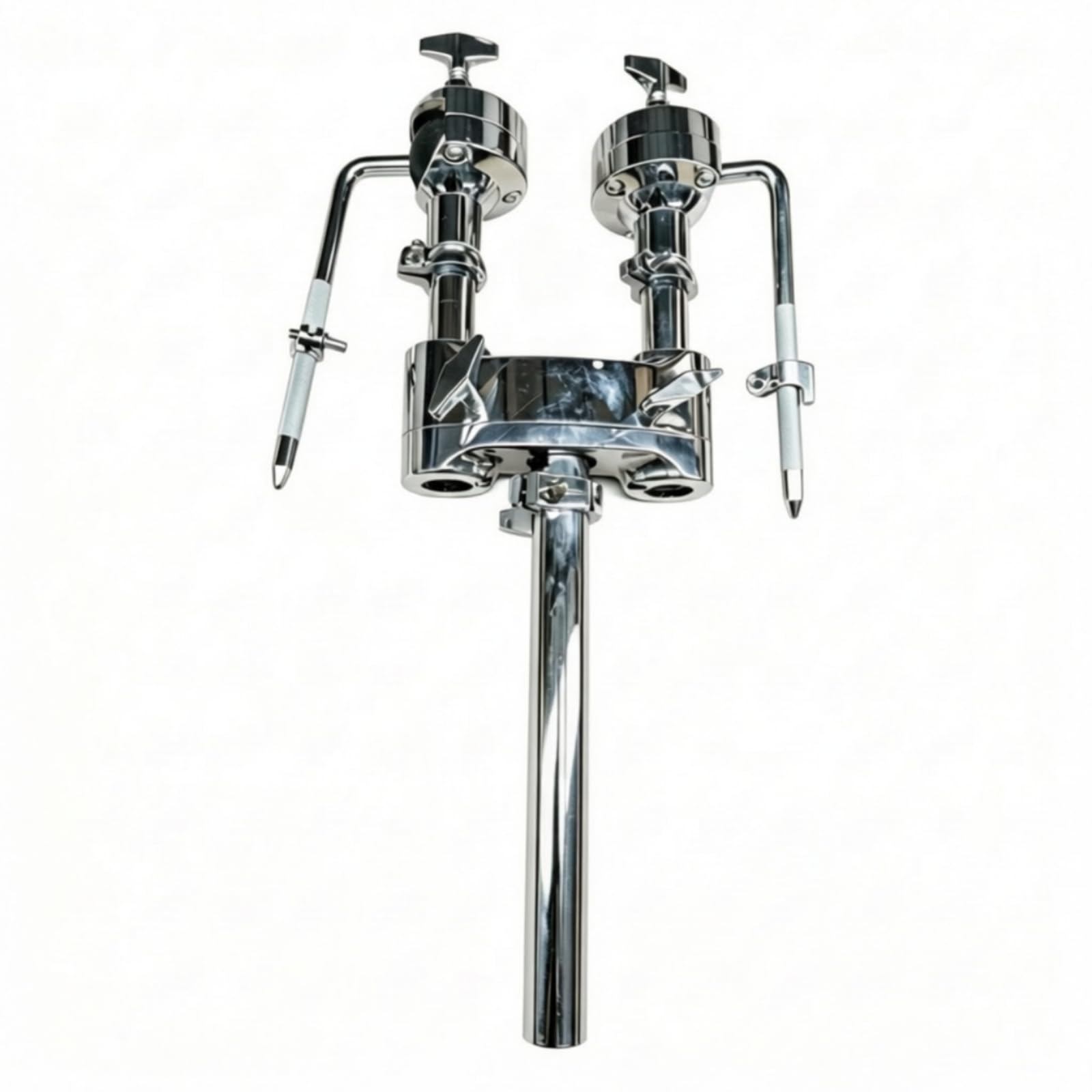 Amagogo Supporto Hardware per Batteria Staffa Tamburo Staffa Tom Morsetto Regolabile Due Prese Montaggio Versatile Aste a L Antiscivolo Lega Cromata Adatto a Sessioni in Studio Spettacoli Prove
