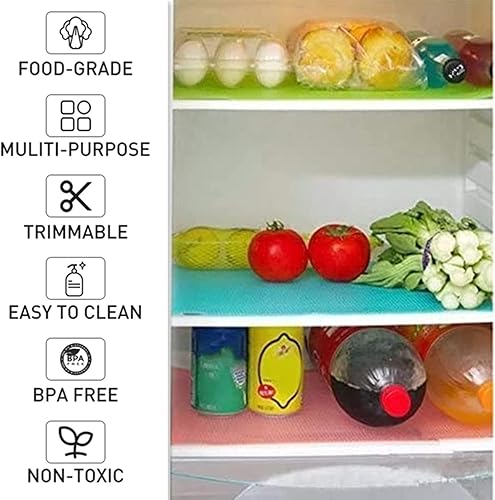 Miniatura 8 de Aiosscd 7 alfombrillas para estantes, fundas para refrigerador, lavables, para refrigerador, cajones, accesorios de cocina para el hogar, accesorios