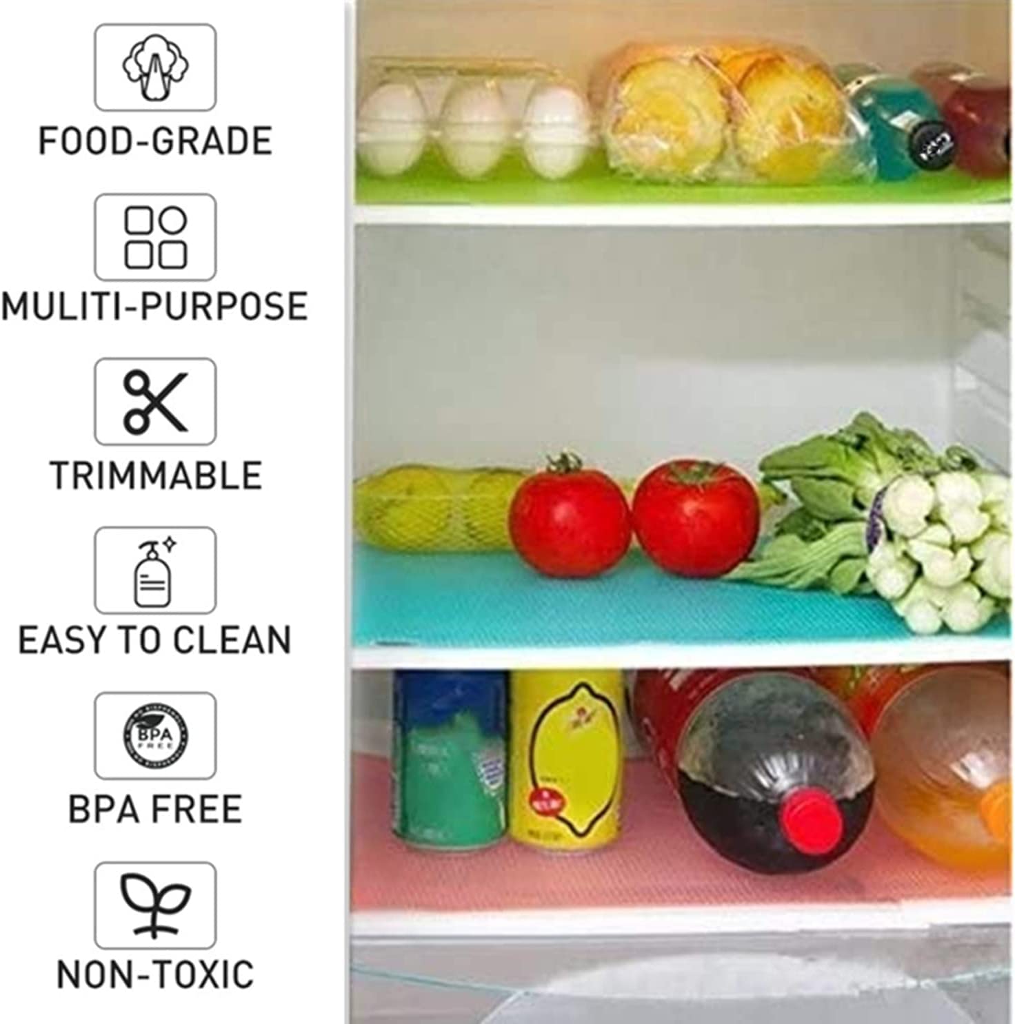 15PCS Shelf Mats Refrigerator Liners Washable Refrigerator Pads Fridge Mats Drawer Placemats Home Kitchen Gadgets Accessories Organization for Top Freezer(5green+5pink+5blue)