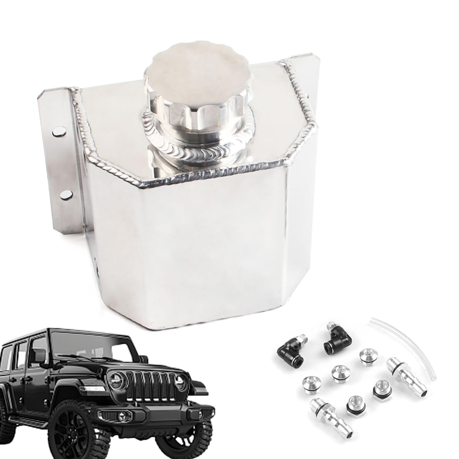 Réservoir de récupération de liquide de refroidissement – ​​Réservoir en aluminium 1 L 2 L, construction compacte et légère | Vase d'expansion longue durée résistant à la chaleur, pour voiture