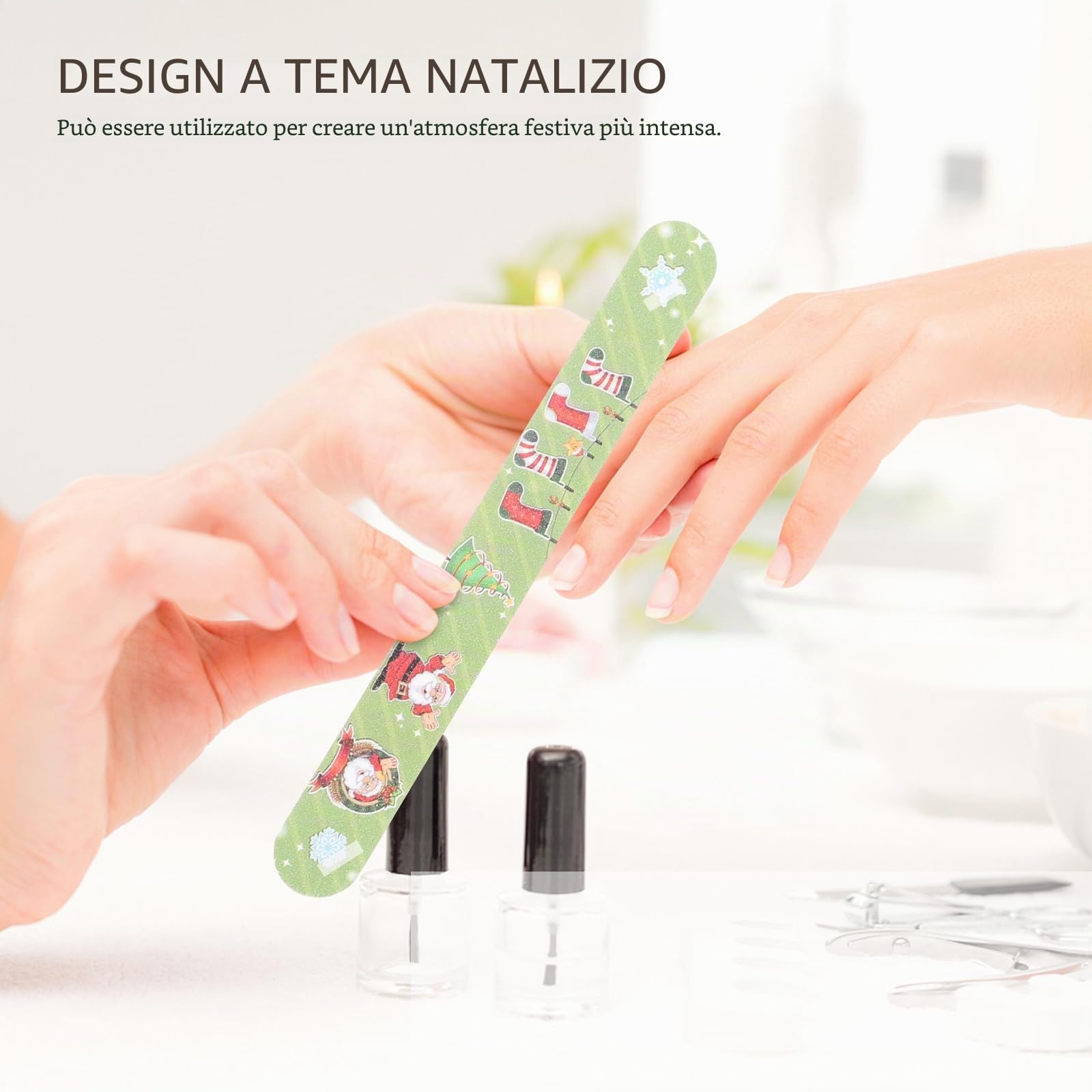 Healvian 12 Pezzi Lima Per Unghie Professionale Natalizie Lime Per Unghie Natalizia Tavole Smerigliate a Doppia Natalizi Lime a Tema Natalizio Per Manicure Pedicure E Lucidatura Donna