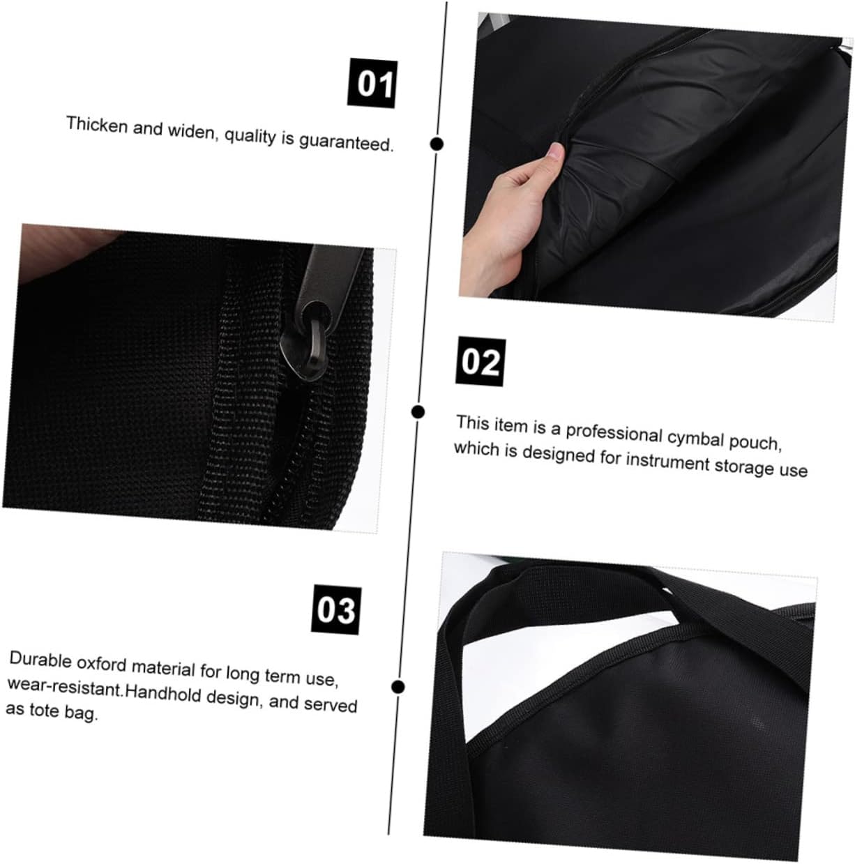 Mikinona Wear Resistant Cymbal Bag with Padded Dividers and Storage Pouch for Drum Hardware Features Carry Handle and Adjustable Shoulder Straps Ideal for Musicians and Performers