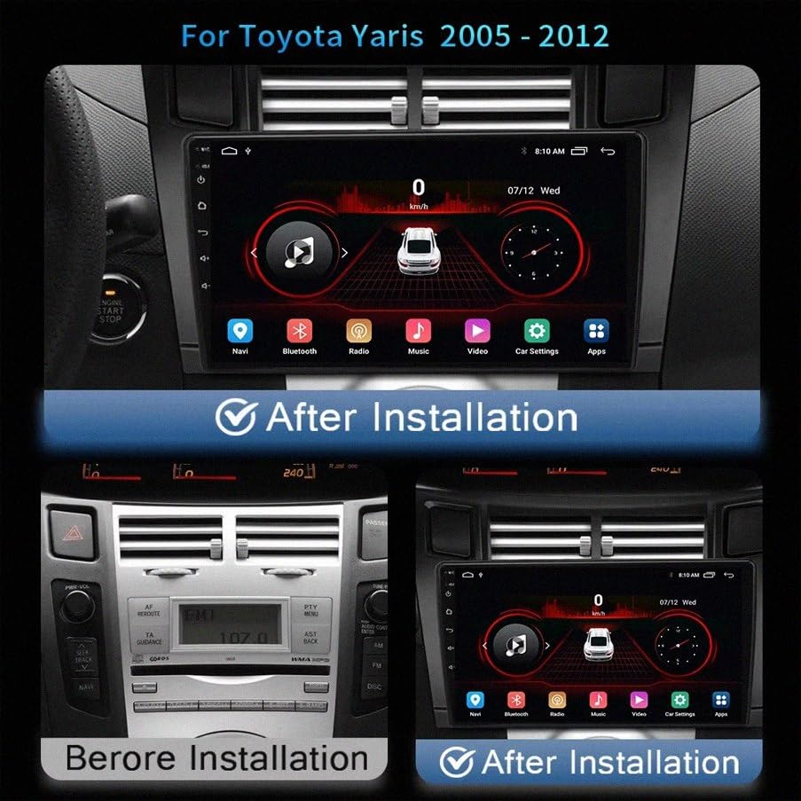 Radio coche para Toyota Yaris 2007-2012: viaja conectado con manos libres Bluetooth y USB 2