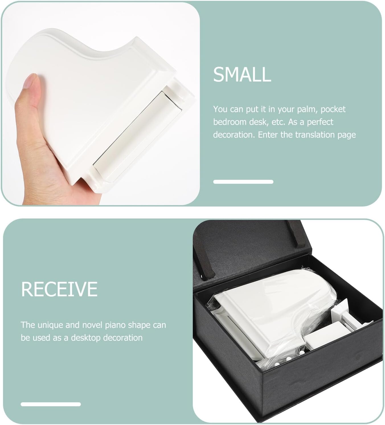 BESPORTBLE Mini Grand Piano Music Box with Rotating Mechanism White Desktop Decoration for Birthday Classic Musical Ornament with Simple Elegant Design