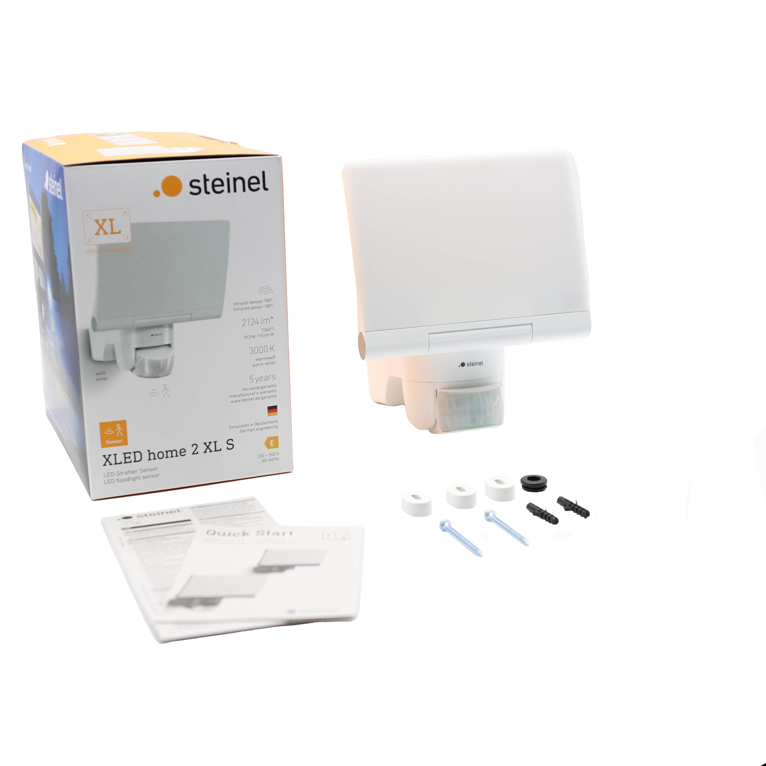 Steinel Reflektor LED XLED Home 2 XL S biały, 2124 lm, czujnik ruchu 180°, 19,3 W, w pełni uchylny, reflektor LED, 3000 K