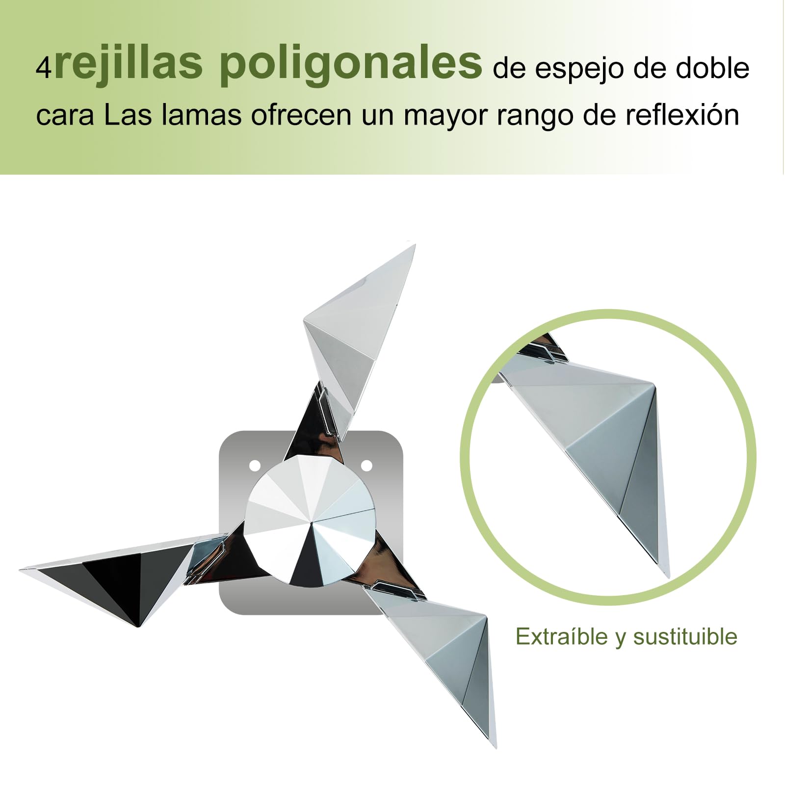 OFFO Ahuyenta Palomas,Palomas Ahuyentar para balcón,Reflexión de 360°,Ahuyentador Palomas Carpinteros con Base de Aluminio,Ahuyentador de Palomas para Fachada para Jardín,Balcón