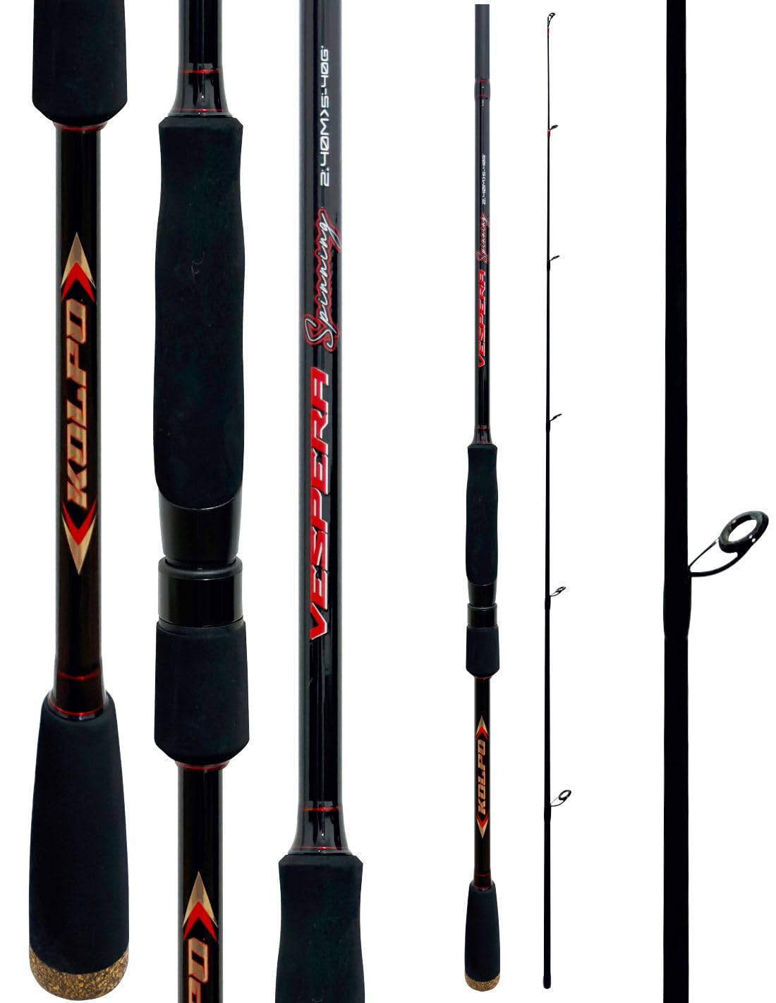 Kolpo Vespera Canna da Spinning in Carbonio Alto Modulo, Anelli K-SiC, Azione 5-40g, Mare e Acqua Dolce