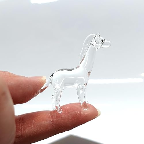 Sansukjai Jirafa rara pequeña micro figuritas arte de vidrio soplado a mano animales salvajes regalo coleccionable decoración del hogar V1