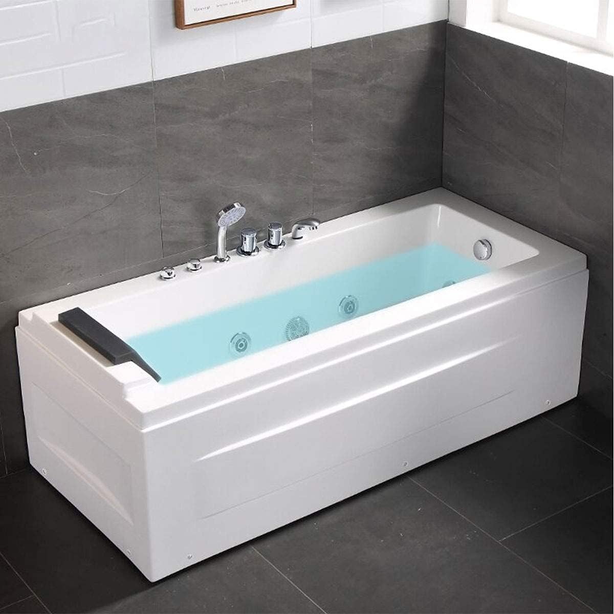 Whirlpool Tub Freestanding Soaking Massage Bathtub, 59 x 30 in White